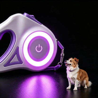 Pawzseek LED Retractable Dog Leash for Night Walking,Walking Your Dog at Night Feels Different with This,This Glowing Dog Leash Is a Game Changer